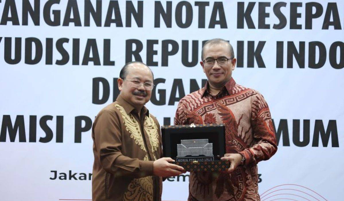 Komisi Pemilihan Umum (KPU) bersama Komisi Yudisial (KY) menandatangani nota kesepahaman untuk menyukseskan Pemilu 2024 (